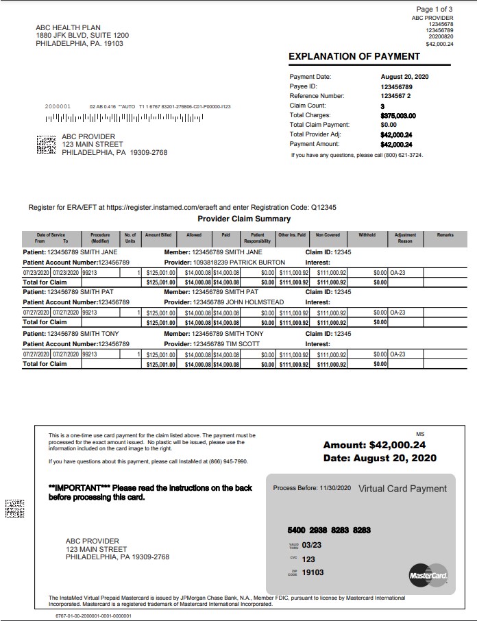 Sample Explanation of Payment (EOP): CPC Payment